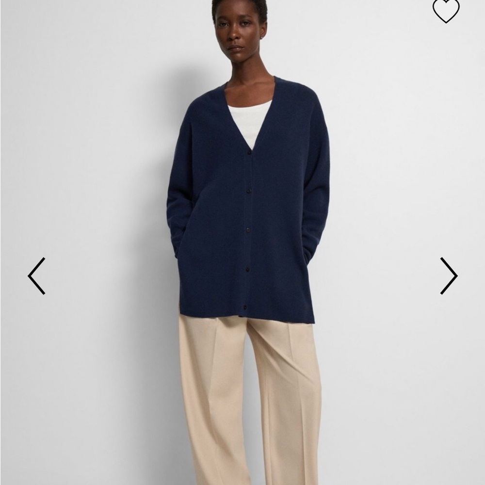 Theory navy oversized women’s button down Cardigan Sweater